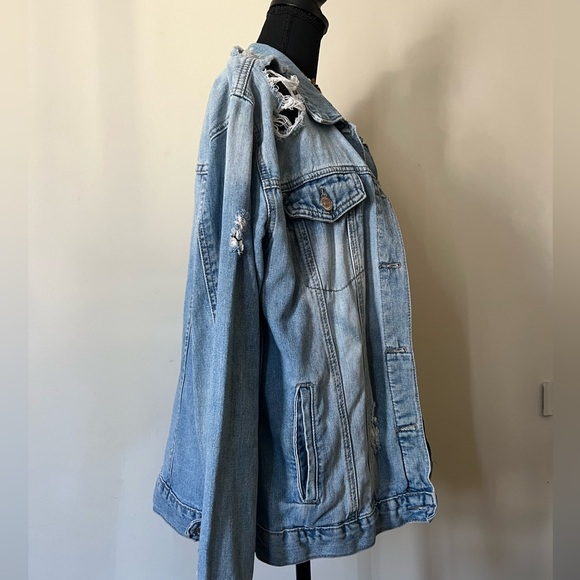 Distressed denim jacket. - Picture 2 of 4